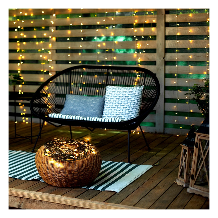 Guirlande LED extérieure 100 LED/8 fonctions IP44 13 m, blanc chaud