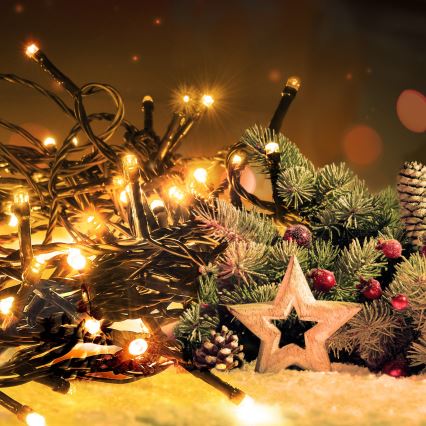 Guirlande LED d'extérieur 50 LED / 8 fonctions 8 m IP44 blanc chaud