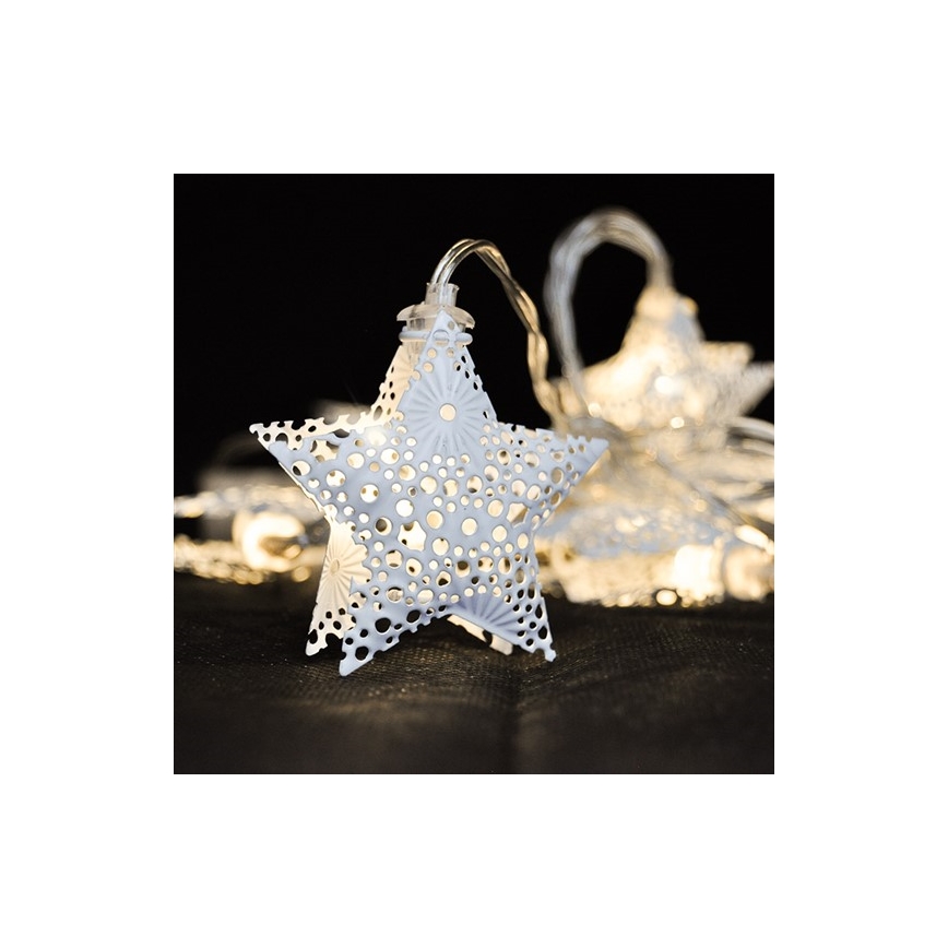 Guirlande LED de Noël 10xLED/2xAA 2m blanc chaud