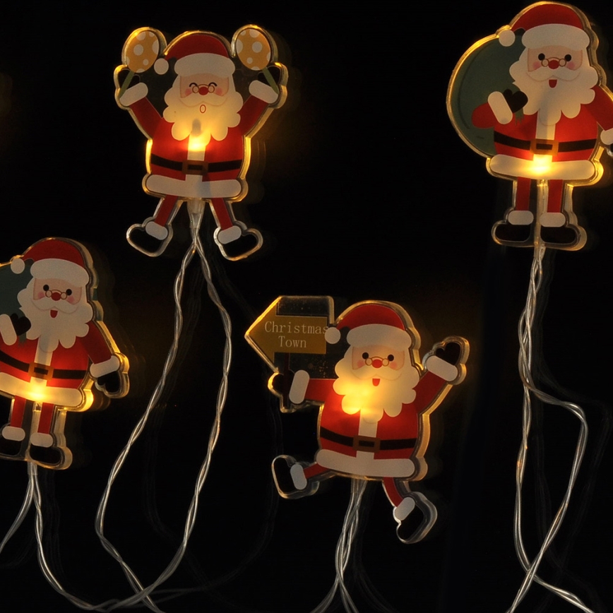 Solight 1V251 - Guirlande de noël LED avec ventouses 6xLED/2xAA 1,2m blanc chaud  Père Noël