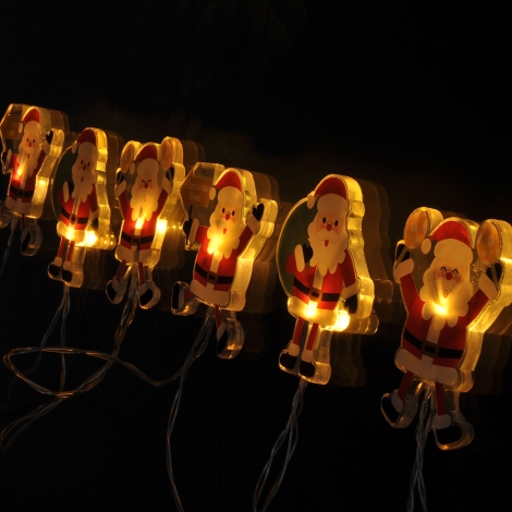 Solight 1V251 - Guirlande de noël LED avec ventouses 6xLED/2xAA 1,2m blanc chaud  Père Noël