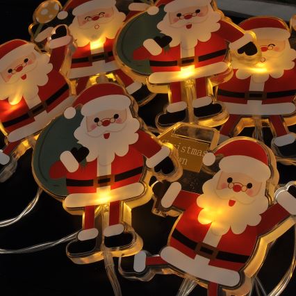 Guirlande LED avec ventouses 6×LED — 2×AA — 1,2 m — blanc chaud — Santa