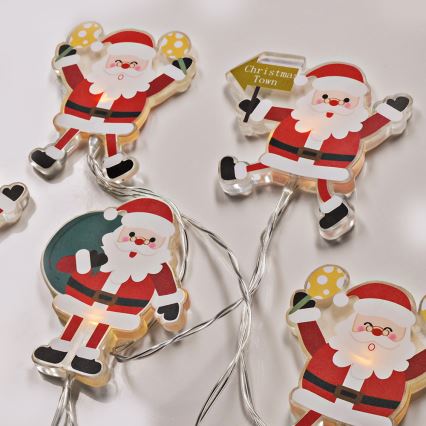 Guirlande LED avec ventouses 6×LED — 2×AA — 1,2 m — blanc chaud — Santa