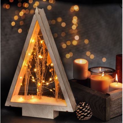 Décoration de Noël LED/2xAA fleurs d'hiver couvertes de neige