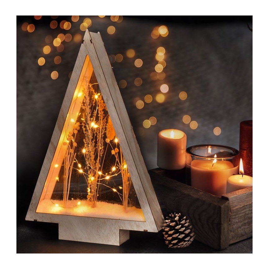 Décoration de Noël LED/2xAA fleurs d'hiver couvertes de neige
