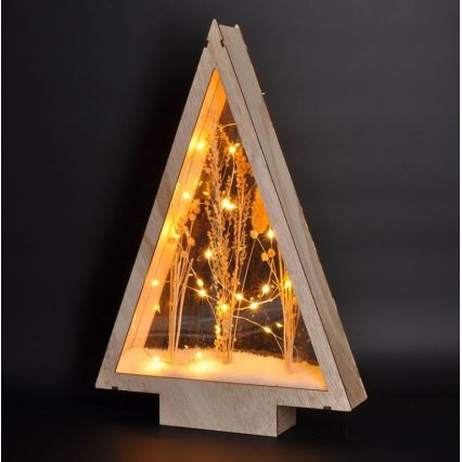 Décoration de Noël LED/2xAA fleurs d'hiver couvertes de neige