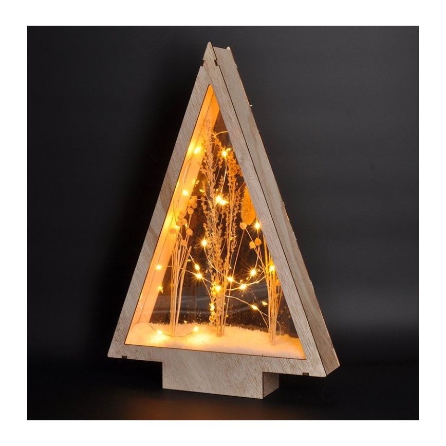 Décoration de Noël LED/2xAA fleurs d'hiver couvertes de neige