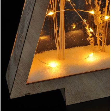 Décoration de Noël LED/2xAA fleurs d'hiver couvertes de neige