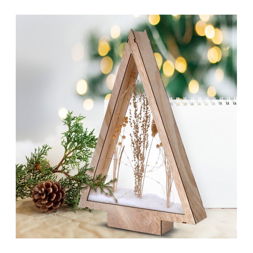 Décoration de Noël LED/2xAA fleurs d'hiver couvertes de neige