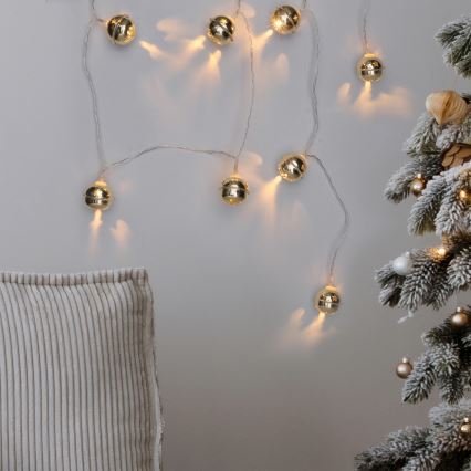 Guirlande LED de Noël 10xLED/2xAA/blanc chaud 1,8m grelots