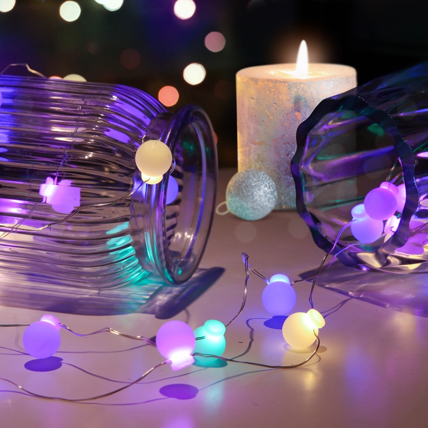 Guirlande de Noël 40 LED, 2 piles AA, 4,3 m, multicolore