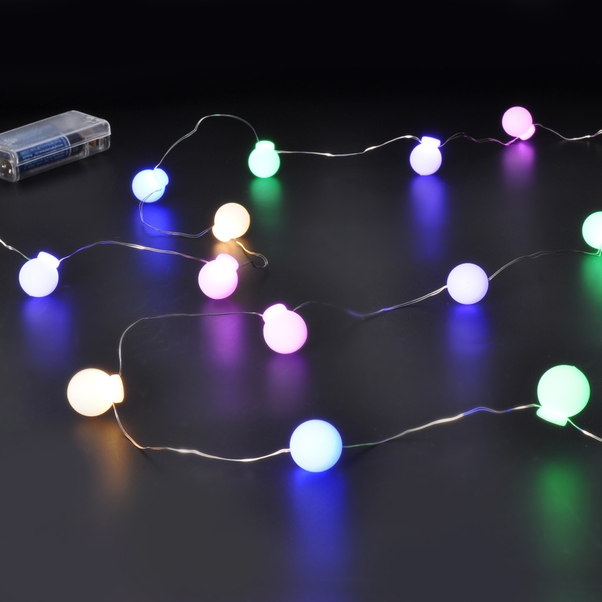 Guirlande de Noël 40 LED, 2 piles AA, 4,3 m, multicolore