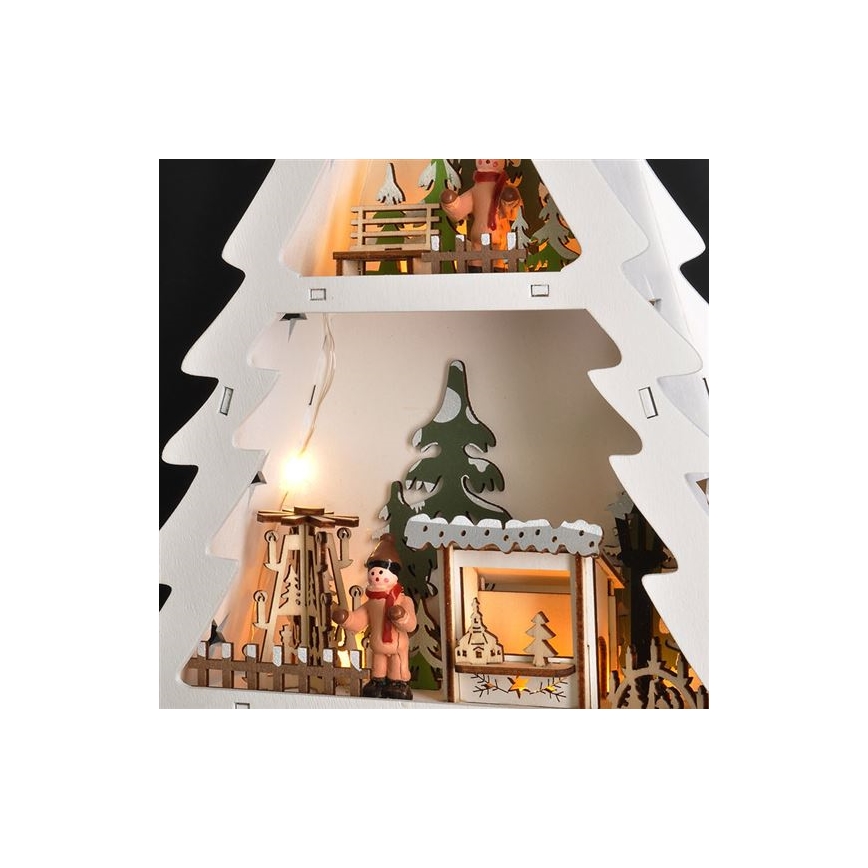 Décoration de Noël LED 13xLED/2xAA — sapin en bois
