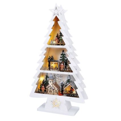 Décoration de Noël LED 13xLED/2xAA — sapin en bois