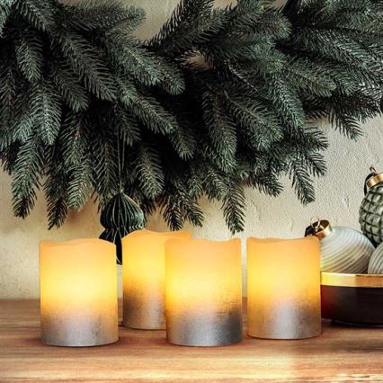 Lot de 4 bougies LED en cire naturelle LED/1xCR2032, blanc chaud