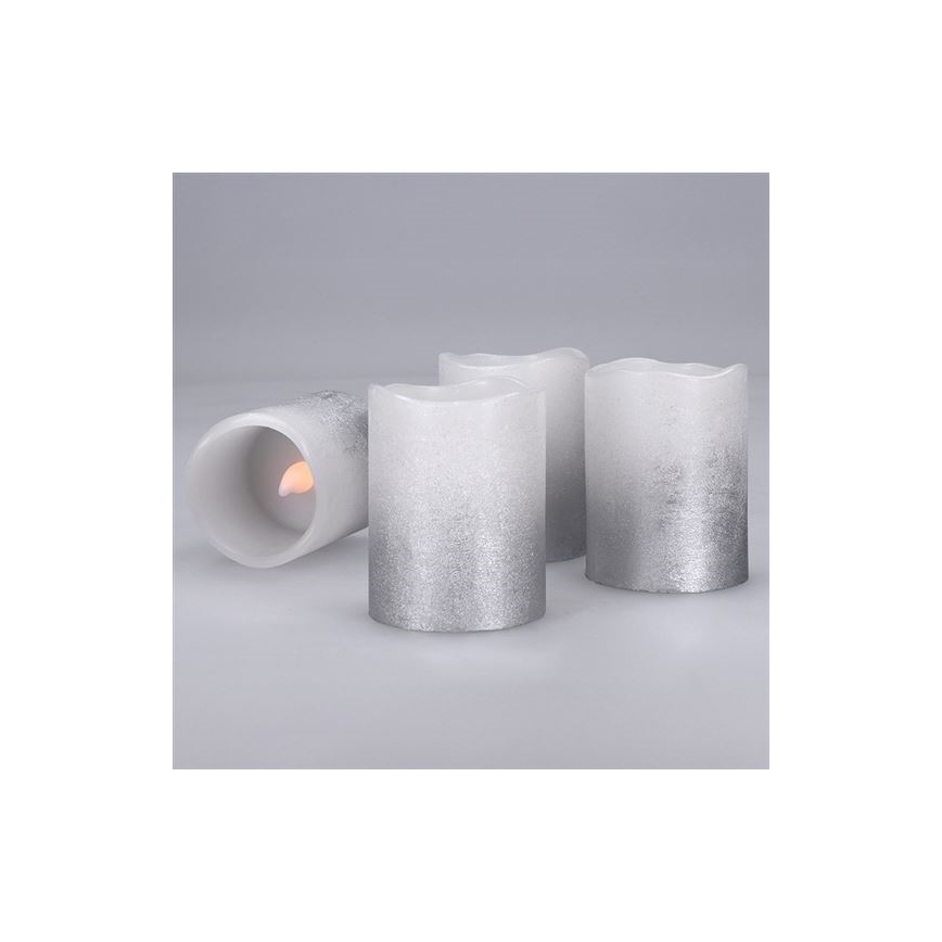 Lot de 4 bougies LED en cire naturelle LED/1xCR2032, blanc chaud