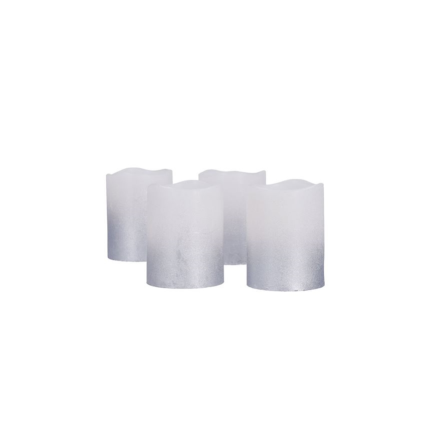 Lot de 4 bougies LED en cire naturelle LED/1xCR2032, blanc chaud