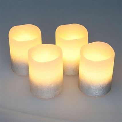 Lot de 4 bougies LED en cire naturelle LED/1xCR2032, blanc chaud