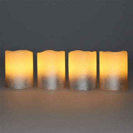 Lot de 4 bougies LED en cire naturelle LED/1xCR2032, blanc chaud