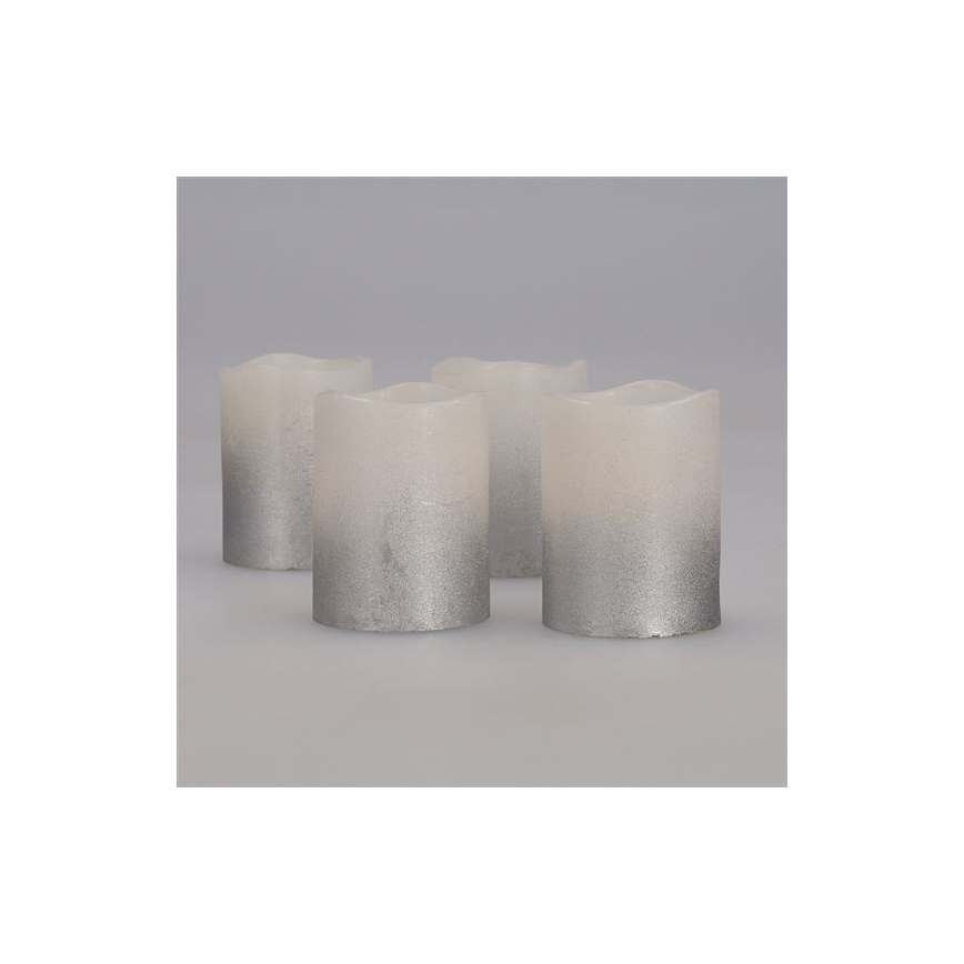 Lot de 4 bougies LED en cire naturelle LED/1xCR2032, blanc chaud