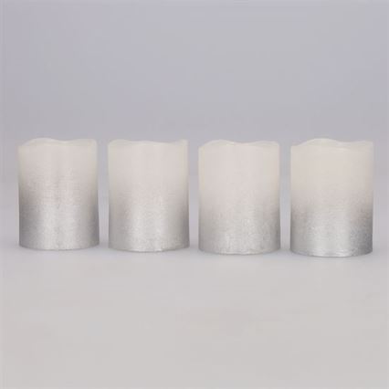 Lot de 4 bougies LED en cire naturelle LED/1xCR2032, blanc chaud