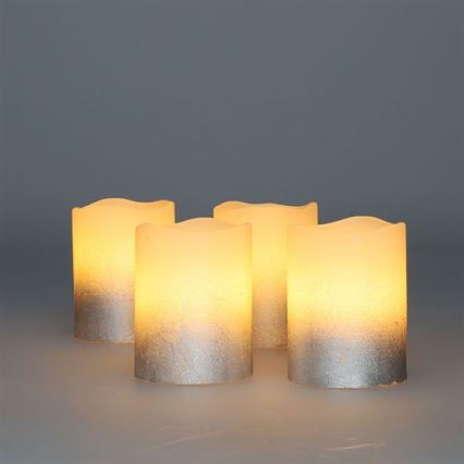 Lot de 4 bougies LED en cire naturelle LED/1xCR2032, blanc chaud