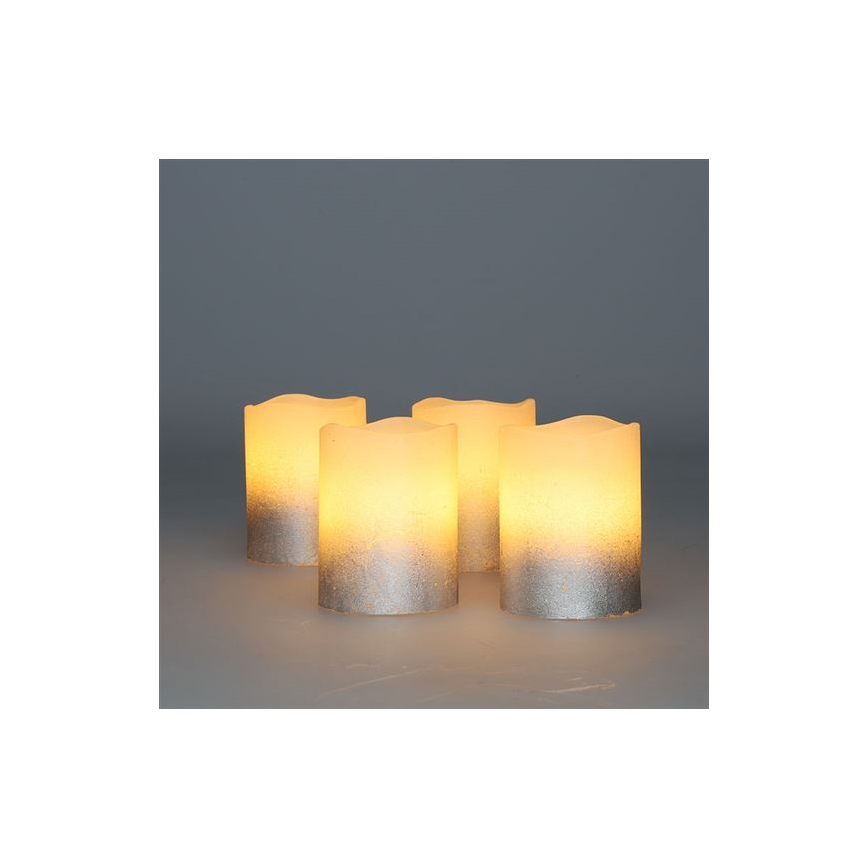 Lot de 4 bougies LED en cire naturelle LED/1xCR2032, blanc chaud