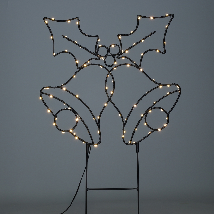 Décoration de Noël LED extérieure, 100xLED/3xAA, IP44, blanc chaud, clochettes