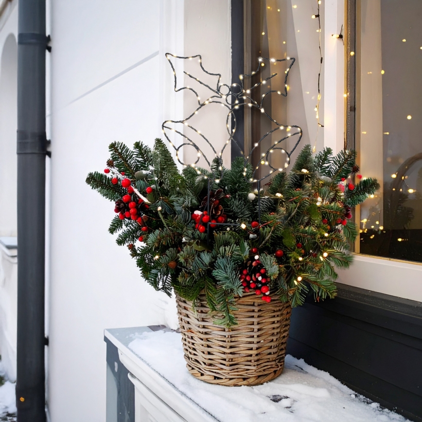 Décoration de Noël LED extérieure, 100xLED/3xAA, IP44, blanc chaud, clochettes