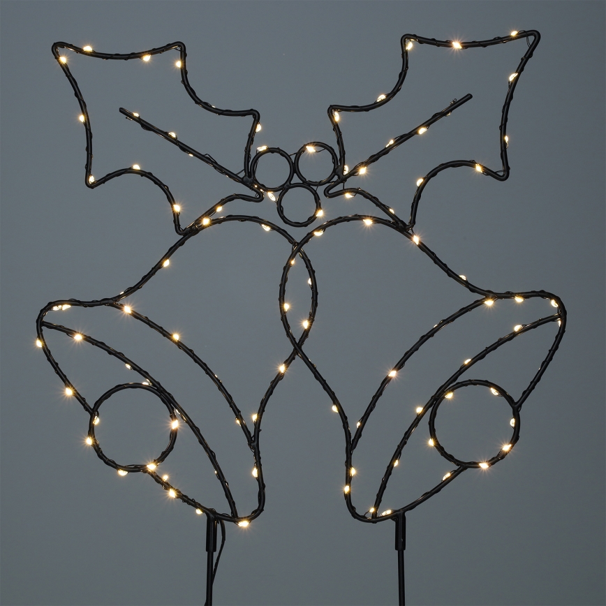 Décoration de Noël LED extérieure, 100xLED/3xAA, IP44, blanc chaud, clochettes