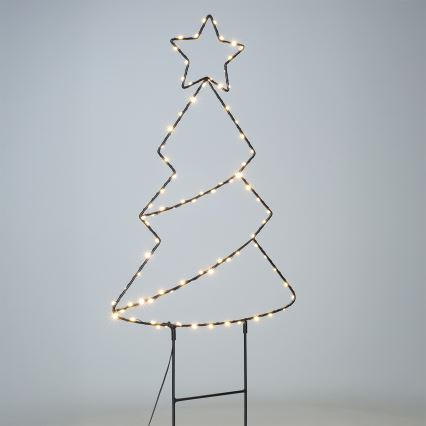 Décoration de Noël extérieure LED 85xLED/3xAA IP44, sapin, blanc chaud