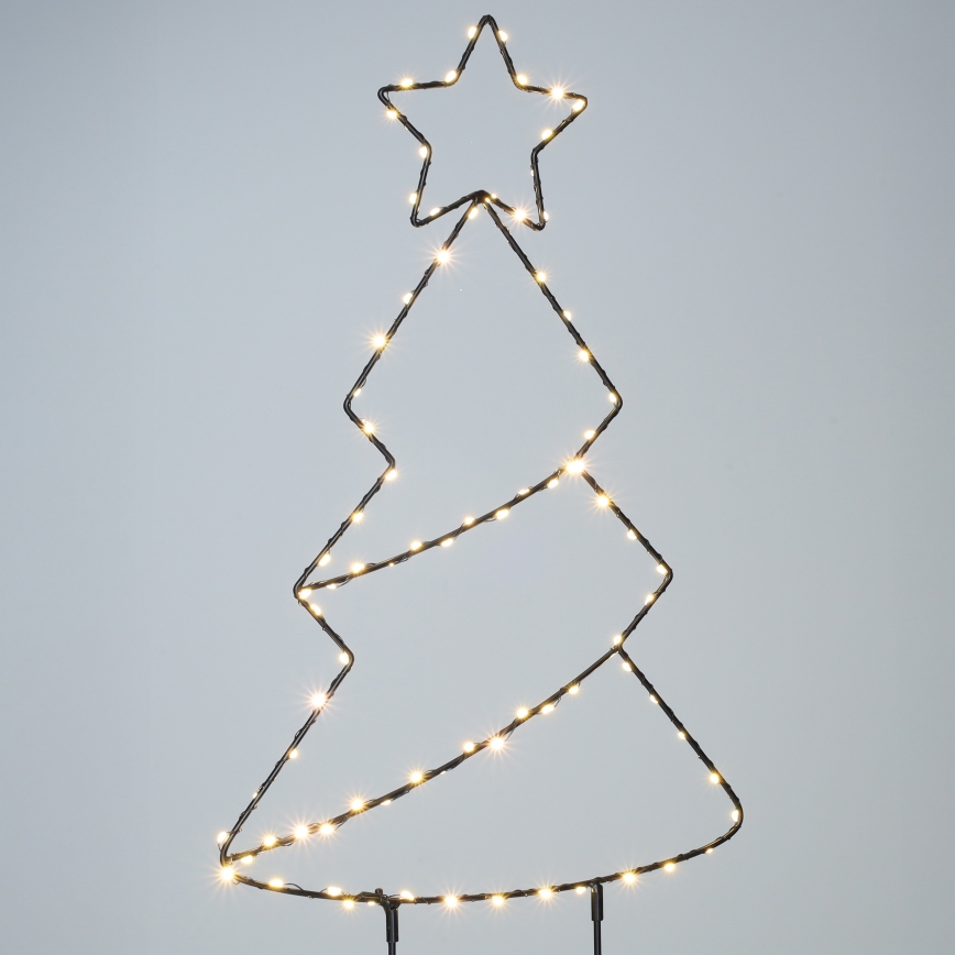 Décoration de Noël extérieure LED 85xLED/3xAA IP44, sapin, blanc chaud