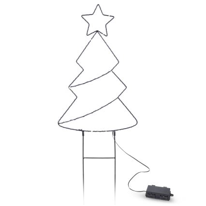 Décoration de Noël extérieure LED 85xLED/3xAA IP44, sapin, blanc chaud