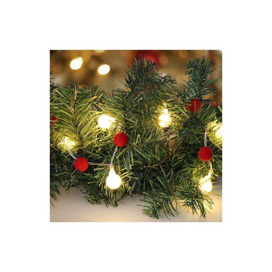 Guirlande LED 20 LED/2 piles AA 1,8 m blanc chaud