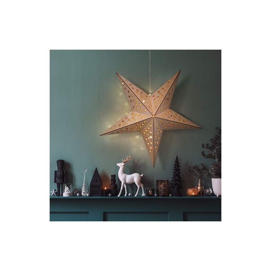 Décoration de Noël LED étoile beige 20xLED/2xAA blanc chaud