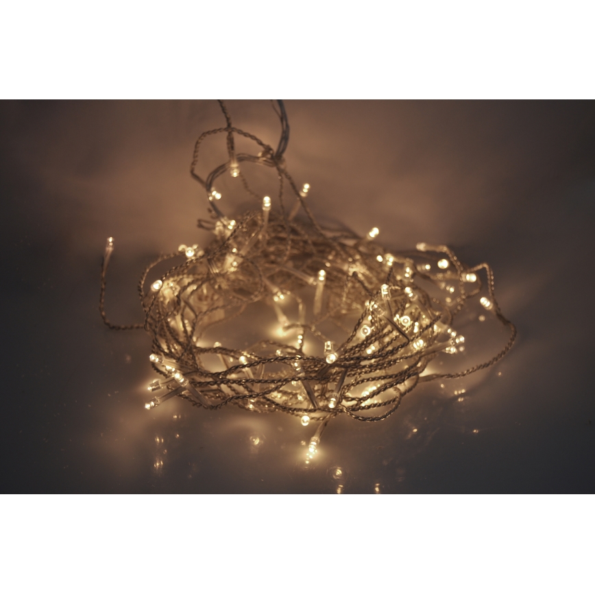 Rideau lumineux de Noël LED d'extérieur, 120 LED, 8 fonctions, 9 m, IP44, blanc chaud