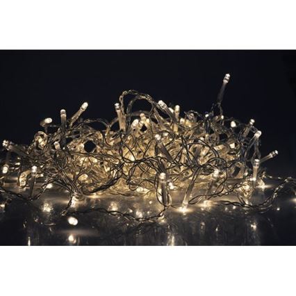 Rideau lumineux de Noël LED d'extérieur, 120 LED, 8 fonctions, 9 m, IP44, blanc chaud
