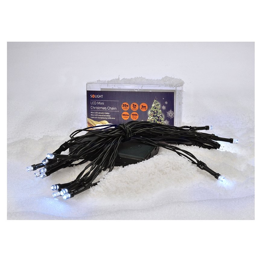 Guirlande de Noël LED 20xLED/3xAA 3,3m blanc froid