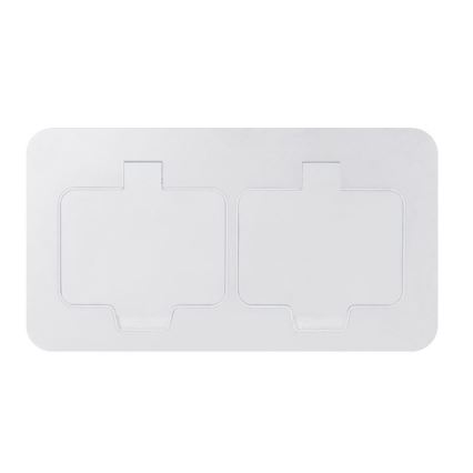 Prise de sol encastrée double IP55, blanche, rectangulaire