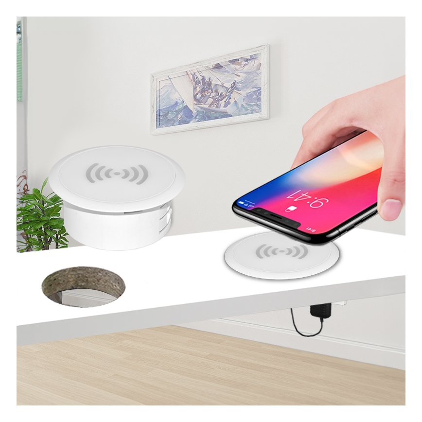 Chargeur sans fil intégré blanc