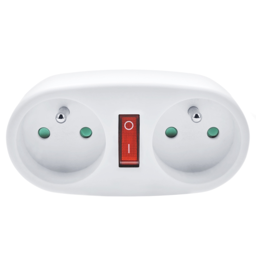 Biplite avec interrupteur 2x 10A blanc