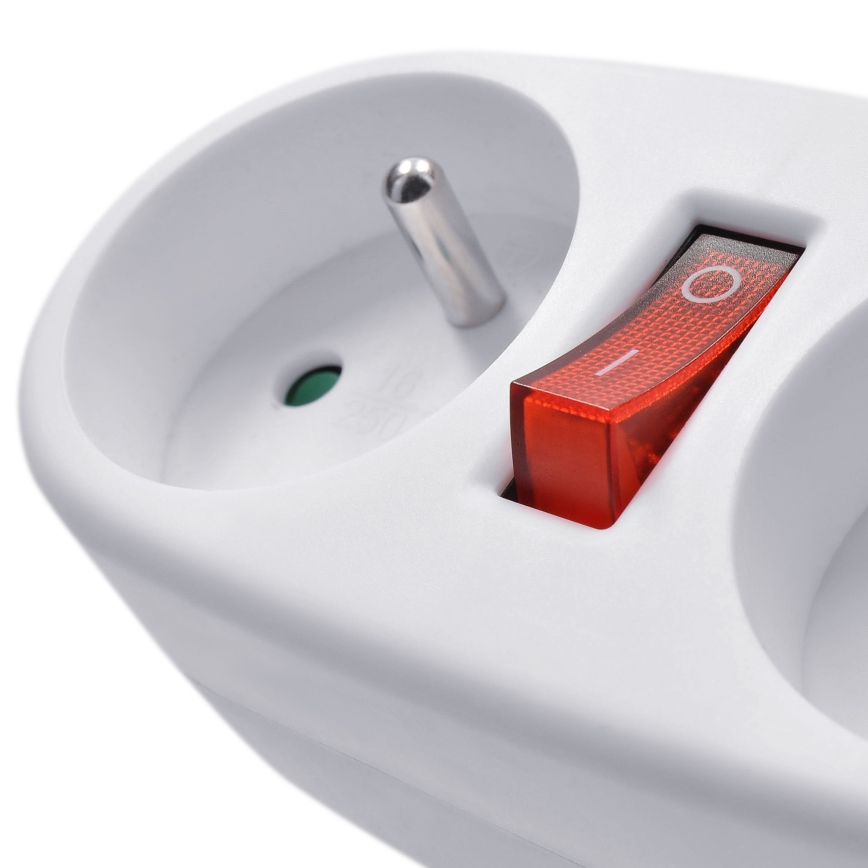 Biplite avec interrupteur 2x 10A blanc