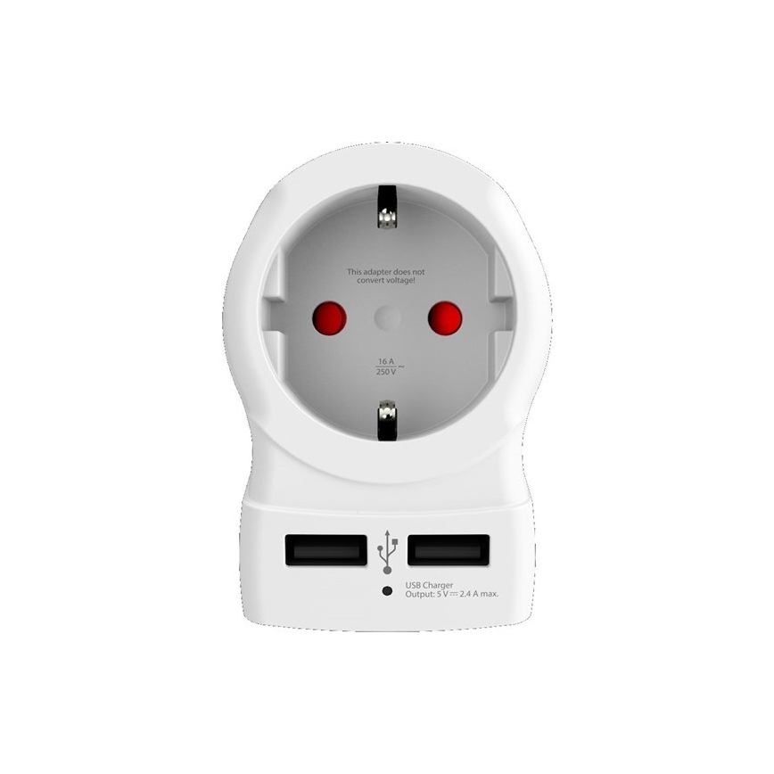 Adaptateur de voyage pour le Royaume-Uni 230V + 2x port USB