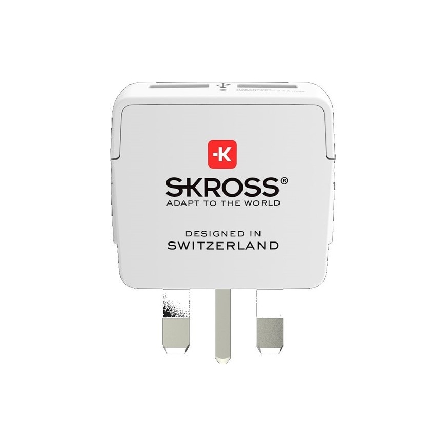 Adaptateur de voyage pour le Royaume-Uni 230V + 2x port USB