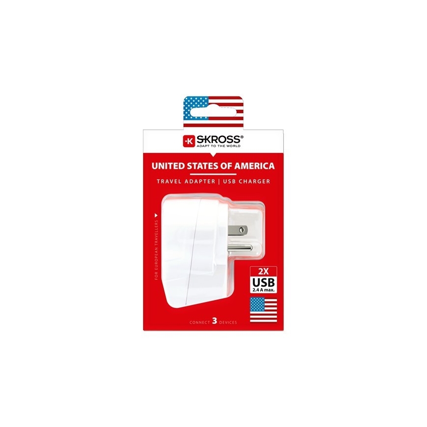 Adaptateur de voyage pour les États-Unis 230V + 2x port USB