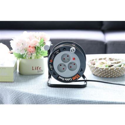 Enrouleur de câble avec 3 prises — 12 m