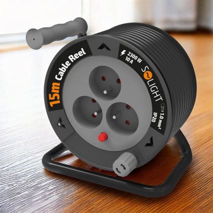 Enrouleur de câble avec 3 prises — 12 m