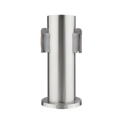 Borne prises électriques extérieure 2Z 230V IP44 chrome mat arrondi