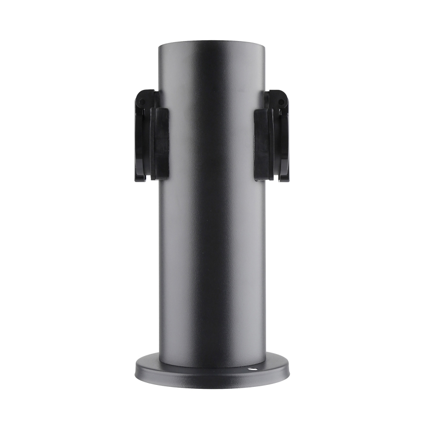 Borne prises électriques extérieure 2Z 230V IP44 noir arrondi