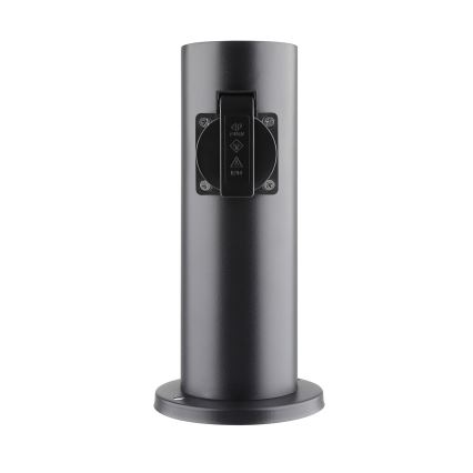 Borne prises électriques extérieure 2Z 230V IP44 noir arrondi